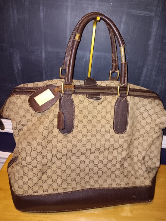 Gucci Handbags - Gucci GG Rare Vintage Monogram Canvas & Leather Travel Bag